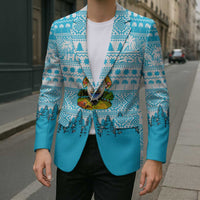 Honduras Christmas Blazer with National Emblem Palm Trees and Snowflake Pattern Design - Wonder Print Shop