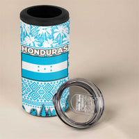 Honduras Christmas 4 in 1 Can Cooler Tumbler with National Emblem Palm Trees and Snowflake Pattern Design - Wonder Print Shop