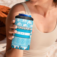 Honduras Christmas 4 in 1 Can Cooler Tumbler with National Emblem Palm Trees and Snowflake Pattern Design - Wonder Print Shop