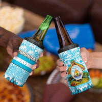 Honduras Christmas 4 in 1 Can Cooler Tumbler with National Emblem Palm Trees and Snowflake Pattern Design - Wonder Print Shop