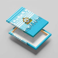 Honduras Christmas Canvas Wall Art with National Emblem Palm Trees and Snowflake Pattern Design - Wonder Print Shop