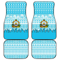 Honduras Christmas Car Mats with National Emblem Palm Trees and Snowflake Pattern Design - Wonder Print Shop