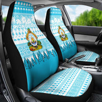 Honduras Christmas Car Seat Cover with National Emblem Palm Trees and Snowflake Pattern Design - Wonder Print Shop