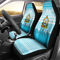 Honduras Christmas Car Seat Cover with National Emblem Palm Trees and Snowflake Pattern Design - Wonder Print Shop