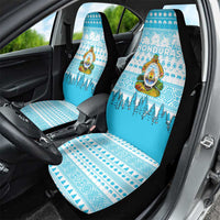 Honduras Christmas Car Seat Cover with National Emblem Palm Trees and Snowflake Pattern Design - Wonder Print Shop