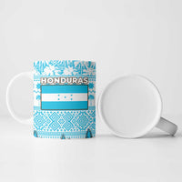Honduras Christmas Ceramic Mug with National Emblem Palm Trees and Snowflake Pattern Design - Wonder Print Shop