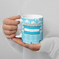 Honduras Christmas Ceramic Mug with National Emblem Palm Trees and Snowflake Pattern Design - Wonder Print Shop