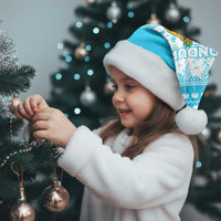 Honduras Christmas Santa Hat with National Emblem Palm Trees and Snowflake Pattern Design - Wonder Print Shop