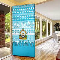 Honduras Christmas Door Cover with National Emblem Palm Trees and Snowflake Pattern Design - Wonder Print Shop