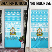 Honduras Christmas Door Cover with National Emblem Palm Trees and Snowflake Pattern Design - Wonder Print Shop