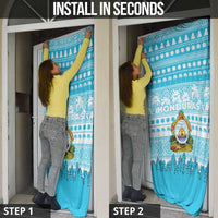 Honduras Christmas Door Cover with National Emblem Palm Trees and Snowflake Pattern Design - Wonder Print Shop