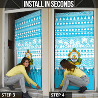 Honduras Christmas Door Cover with National Emblem Palm Trees and Snowflake Pattern Design - Wonder Print Shop