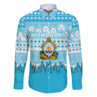 Honduras Christmas Family Matching Puletasi and Hawaiian Shirt with National Emblem Palm Trees and Snowflake Pattern Design - Wonder Print Shop