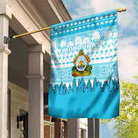 Honduras Christmas Garden Flag with National Emblem Palm Trees and Snowflake Pattern Design - Wonder Print Shop