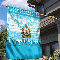 Honduras Christmas Garden Flag with National Emblem Palm Trees and Snowflake Pattern Design - Wonder Print Shop