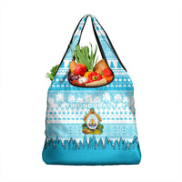 Honduras Christmas Grocery Bag with National Emblem Palm Trees and Snowflake Pattern Design - Wonder Print Shop