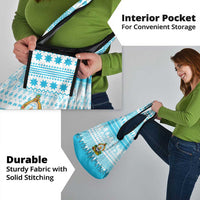 Honduras Christmas Grocery Bag with National Emblem Palm Trees and Snowflake Pattern Design - Wonder Print Shop