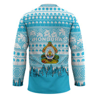 Honduras Christmas Hockey Jersey with National Emblem Palm Trees and Snowflake Pattern Design - Wonder Print Shop
