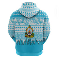 Honduras Christmas Hoodie with National Emblem Palm Trees and Snowflake Pattern Design - Wonder Print Shop