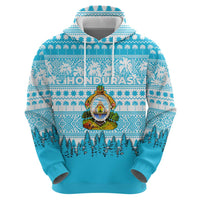 Honduras Christmas Hoodie with National Emblem Palm Trees and Snowflake Pattern Design - Wonder Print Shop