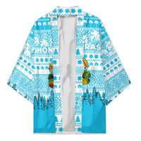 Honduras Christmas Kimono with National Emblem Palm Trees and Snowflake Pattern Design - Wonder Print Shop