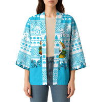 Honduras Christmas Kimono with National Emblem Palm Trees and Snowflake Pattern Design - Wonder Print Shop