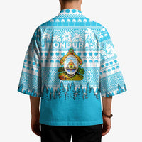 Honduras Christmas Kimono with National Emblem Palm Trees and Snowflake Pattern Design - Wonder Print Shop