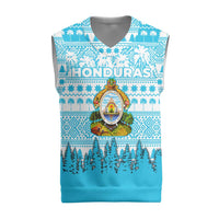 Honduras Christmas Knitted V-Neck Vest with National Emblem Palm Trees and Snowflake Pattern Design - Wonder Print Shop