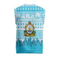 Honduras Christmas Knitted V-Neck Vest with National Emblem Palm Trees and Snowflake Pattern Design - Wonder Print Shop