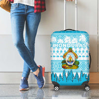 Honduras Christmas Luggage Cover with National Emblem Palm Trees and Snowflake Pattern Design - Wonder Print Shop