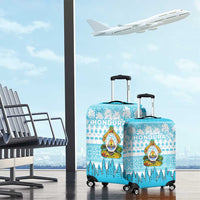 Honduras Christmas Luggage Cover with National Emblem Palm Trees and Snowflake Pattern Design - Wonder Print Shop