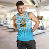 Honduras Christmas Men Tank Top with National Emblem Palm Trees and Snowflake Pattern Design - Wonder Print Shop