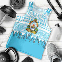 Honduras Christmas Men Tank Top with National Emblem Palm Trees and Snowflake Pattern Design - Wonder Print Shop