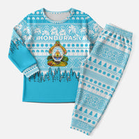 Honduras Christmas Pajama Set with National Emblem Palm Trees and Snowflake Pattern Design - Wonder Print Shop