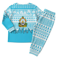 Honduras Christmas Pajama Set with National Emblem Palm Trees and Snowflake Pattern Design - Wonder Print Shop