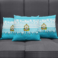 Honduras Christmas Pillow Cover with National Emblem Palm Trees and Snowflake Pattern Design - Wonder Print Shop
