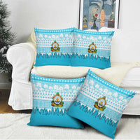 Honduras Christmas Pillow Cover with National Emblem Palm Trees and Snowflake Pattern Design - Wonder Print Shop