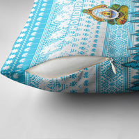 Honduras Christmas Pillow Cover with National Emblem Palm Trees and Snowflake Pattern Design - Wonder Print Shop