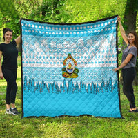 Honduras Christmas Quilt with National Emblem Palm Trees and Snowflake Pattern Design - Wonder Print Shop