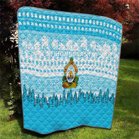 Honduras Christmas Quilt with National Emblem Palm Trees and Snowflake Pattern Design - Wonder Print Shop