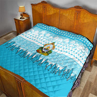 Honduras Christmas Quilt with National Emblem Palm Trees and Snowflake Pattern Design - Wonder Print Shop