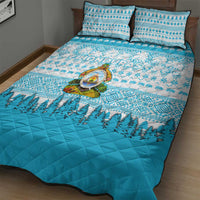 Honduras Christmas Quilt Bed Set with National Emblem Palm Trees and Snowflake Pattern Design - Wonder Print Shop