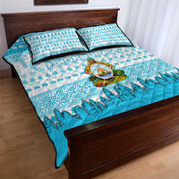Honduras Christmas Quilt Bed Set with National Emblem Palm Trees and Snowflake Pattern Design - Wonder Print Shop
