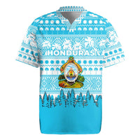 Honduras Christmas Rugby Jersey with National Emblem Palm Trees and Snowflake Pattern Design - Wonder Print Shop