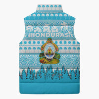 Honduras Christmas Sleeveless Puffer Jacket with National Emblem Palm Trees and Snowflake Pattern Design - Wonder Print Shop