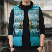 Honduras Christmas Sleeveless Puffer Jacket with National Emblem Palm Trees and Snowflake Pattern Design - Wonder Print Shop