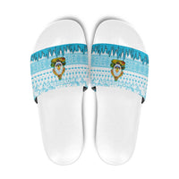 Honduras Christmas Slide Sandals with National Emblem Palm Trees and Snowflake Pattern Design - Wonder Print Shop