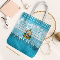Honduras Christmas Tote Bag with National Emblem Palm Trees and Snowflake Pattern Design - Wonder Print Shop
