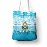 Honduras Christmas Tote Bag with National Emblem Palm Trees and Snowflake Pattern Design - Wonder Print Shop