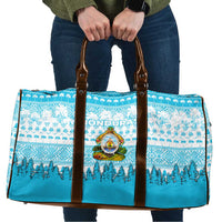 Honduras Christmas Travel Bag with National Emblem Palm Trees and Snowflake Pattern Design - Wonder Print Shop